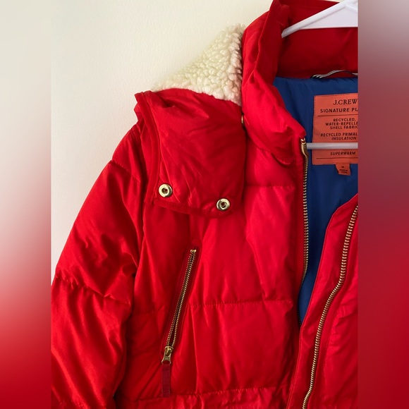 J. Crew Red Signature Puffer Coat size Medium - Picture 5 of 7